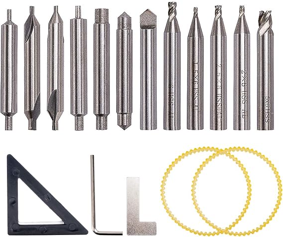 EsportsMJJ 12pcs HSS Milling Cutter Drill Bit Set Locksmith Tools Vertical Spare Parts for Key Cutting Machine