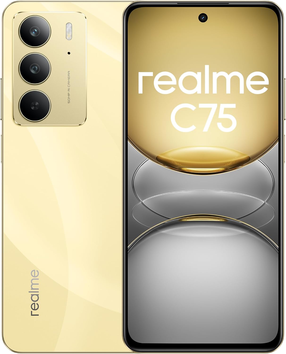 realme C75 Smartphone, Dual SIM, 8GB RAM  256GB Storage, 6000mAh Battery, 6.72" FHD Display, 50MP Dual Camera, 4G LTE - International Version Gold
