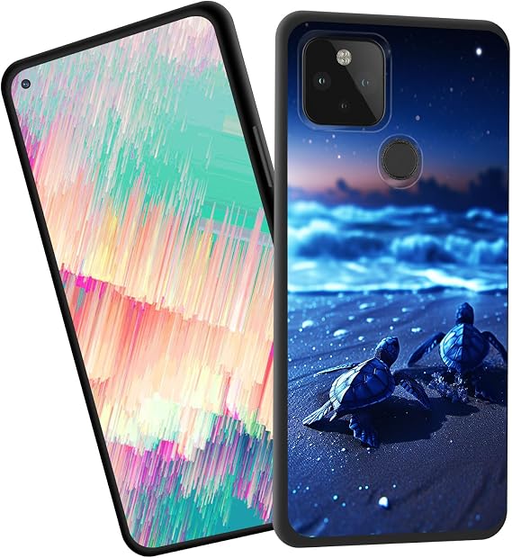 for Google Pixel 5 Case,Slim Shockproof TPU Soft Rubber Silicone Cover Phone Case for Google Pixel 5,Turtle Dream Sea Star