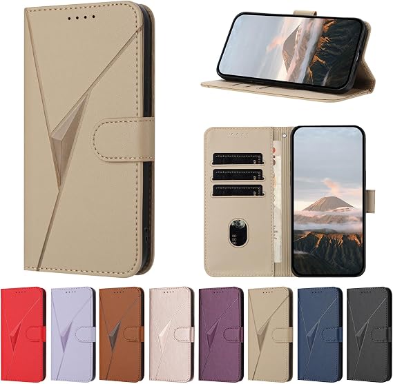 Compatible with Vivo iQOO U5e 5G / iQOO U5 5G Case,Compatible with Vivo Y55 5G / Y75 5G / T1 5G / Y33s 5G / Y30 5G / Y33e 5G / Y55s 5G 2023 Kickstand PU Leather Card Slot Wallet Phone Covere Khaki
