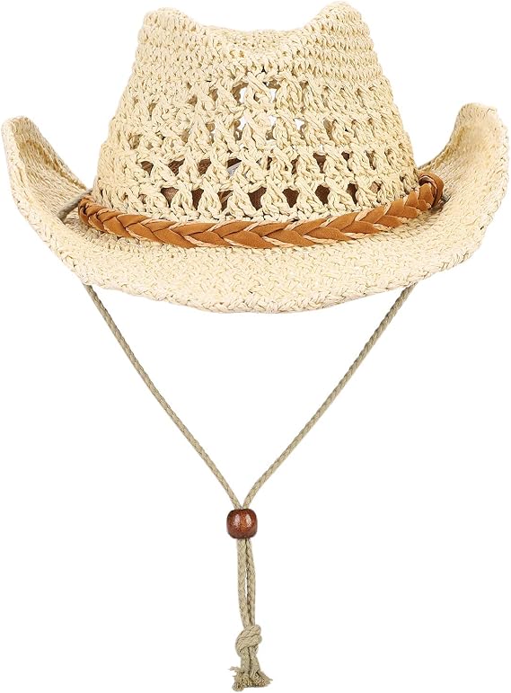 Western Cowboy Straw Hat for Boys Girls Shapeable Kids Fedora Panama Straw Hat Toddlers Floppy Sun Protection Beach Sun Cap