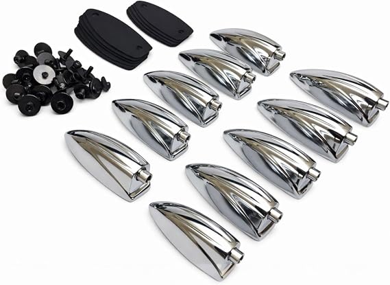 ROSS Percussion Single End Bass Drum Lugs 10-Pack Chrome with Gaskets & Screws 2" Hole Spacing, 7/32 Tension Rod Compatible, Bass Drum Shell Mount Hardware