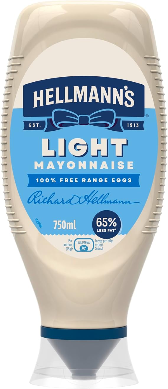 Hellmann's Light Mayonnaise Condiment Squeeze Bottle for Burgers, Sandwiches and Salads 750 ml