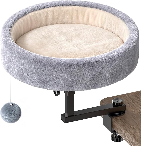 Chumajor Cat Desk Bed, 360 Rotating & Height Adjustable Cat Bed, 50 lbs