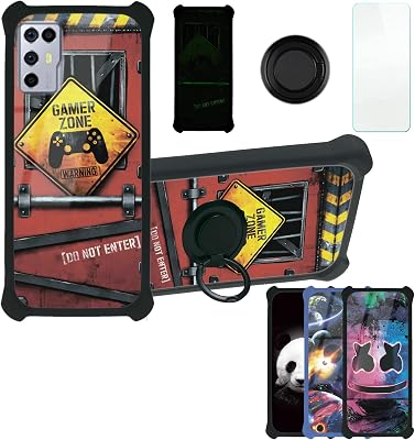 Case for Nubia Redmagic 6R 5G Case Compatible with Nubia Redmagic 6R 5G Phone Case Cover [with Tempered Glass Screen Protector][PC  TPU 2 in 1][Ring Support] [Luminous Effect] YGH-JGP