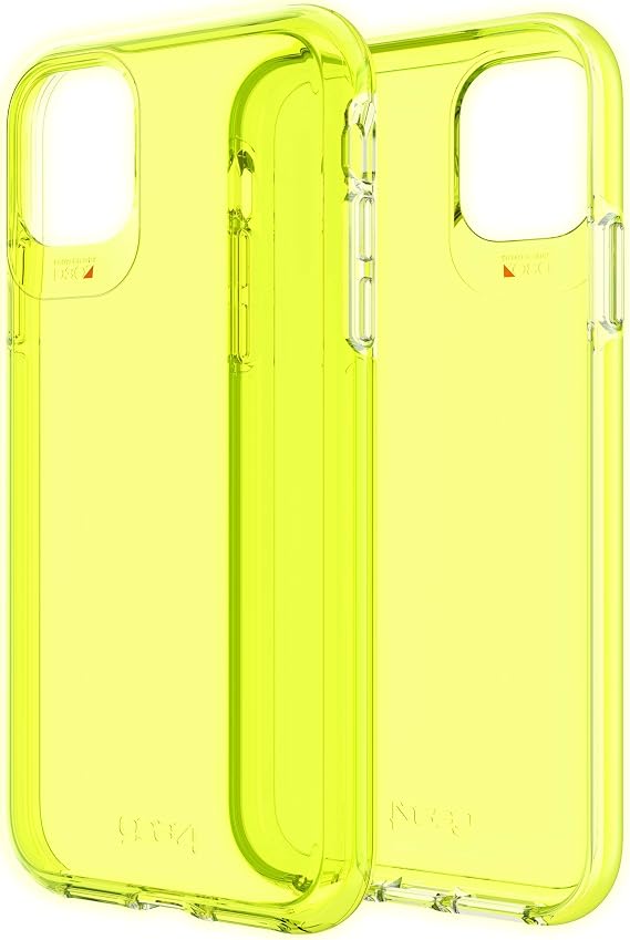 ZAGG Gear4 Crystal Palace Neon Compatible with iPhone 11 Pro Case, Advanced Impact Protection with Integrated D3O Technology, Anti-Yellowing, Phone Cover Neon Yellow
