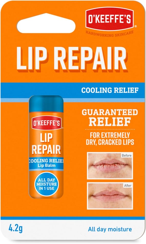 O'Keeffe's Cooling Relief Lip Repair Lip Balm for Dry, Cracked Lips, Stick,, (Pack of 1)