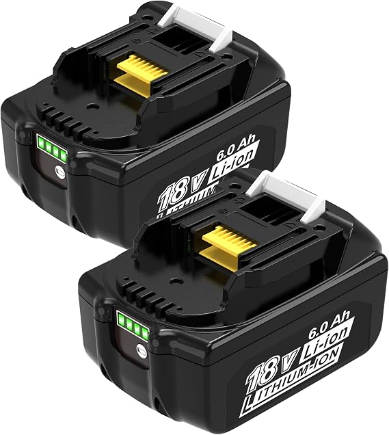Worthmah 2Pack 6000 mAh 18V Long-Lasting Lithium Battery Replacement for Makita 18V Battery BL1860B BL1850B BL1815 BL1840B BL1815, Compatible with makita 18V Charger and Cordless Power Tool