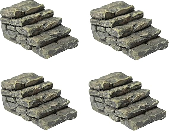 4 PCS Miniature Stone Steps Artificial Decor Craft Home Fairy Garden Flower Pot Miniature Bridge Ornament Garden Stairs Accessories Outdoor Statues
