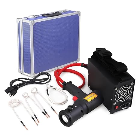 Flameless Induction Heater, 1500W Handhled Electromagnetic Mini Induction Heater Tool with 4 Coils and Tool Box Kits, Bolt Remover for PDR Car Repairing(Black)