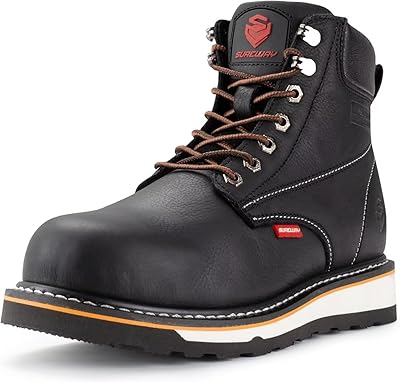 SUREWAY 6 in Mens Heavy Duty SoftSteel Toe Work Boots for Men,Full Grain Leather,Slip Resistant,EH Safety Industrial Construction Boot