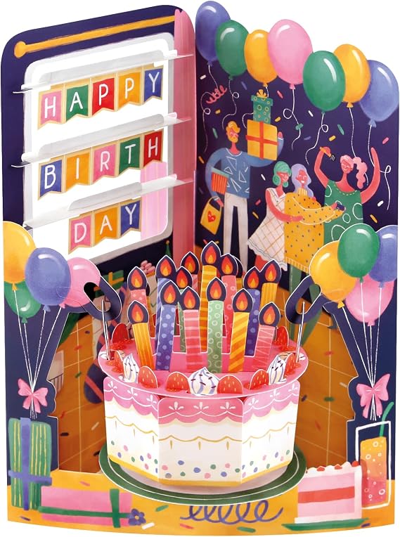 SANTORO Swing Card, 3D Pop Up Greeting Card - Birthday Celebration - For Kids, For Him, For Her