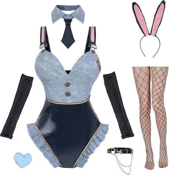 CR ROLECOS Bunny Costume Women Kawaii Back Strap Bodysuit