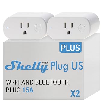 Shelly Plus Plug US | WiFi Operated Smart Plug with Power Measurement | Home Automation | iOS Android App | Alexa & Google Home Compatible | Monitor Appliances | Remote Control 2 Pack