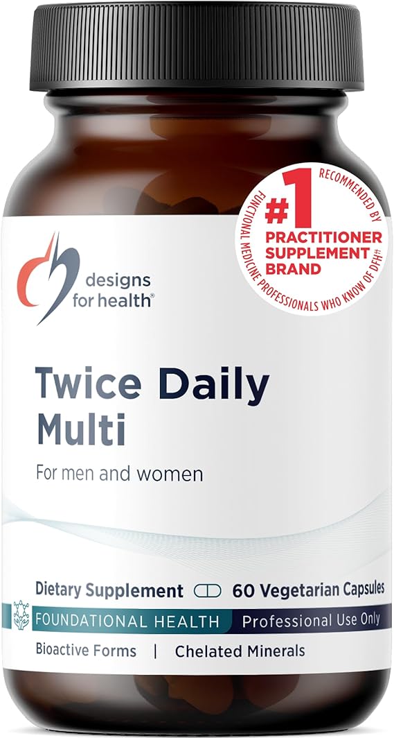 Designs for Health Methylated Multivitamin, Iron-Free Formula, 60 Capsules | For Women & Men, Vitamin A, C, D, K, Thiamin, Methylated B12, Folate, Twice Daily