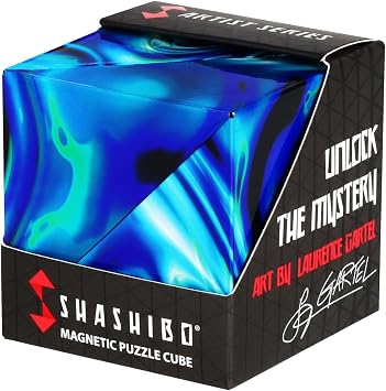 Shashibo Sensory Fidget Toy for Adults & Kids, Stress Relief Fidget Toy for Adults, Teens & Kids, Cool Fidget Toys for Desk, Classroom Must Have, Sensory Shape Shifting Cube, 100+ Possible Shapes