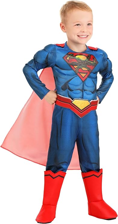 Toddlers Deluxe DC Comics Superman Costume, Blue & Red Superhero Suit for Superhero Parties, Cosplay & Halloween