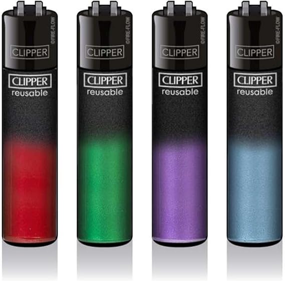Clipper Micro Reusable Lighters - 4 Pack - Black Crystal Gradient Design