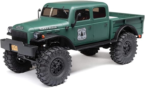 Axial RC Truck SCX24 40's 4 Door Dodge Power Wagon Green 1/24 4 Wheel Drive-RTR(Everything Needed to Run Included) AXI00007T2