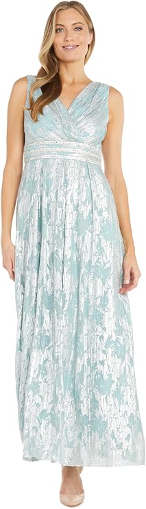 Womens Long Metallic Printed Gown