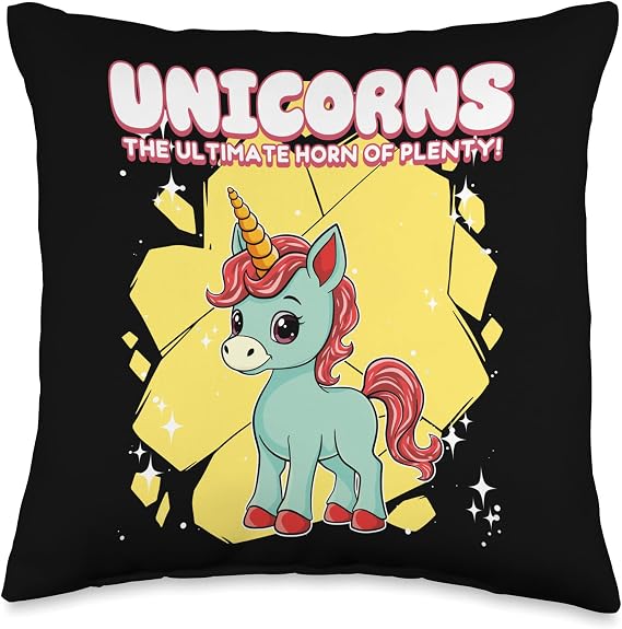 Unicorns The Ultimate Horn Of Plenty Unicorn Throw Pillow