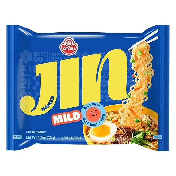 OTOKI Jin Ramen Mild Flavor (32 Pack), Authentic Korean Instant Noodles, Genuine Korean Ramen Soup Mix, Savory & Rich Quick & Easy Meal 4.23oz, Multi Pack (PACK OF 32, MILD)