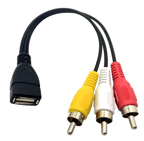 USB to 3 RCA Cable, 8 inch USB 2.0 A Female to 3RCA Male Audio Video Capture Card AV Composite Adapter Cable (USB F/3RCA M)