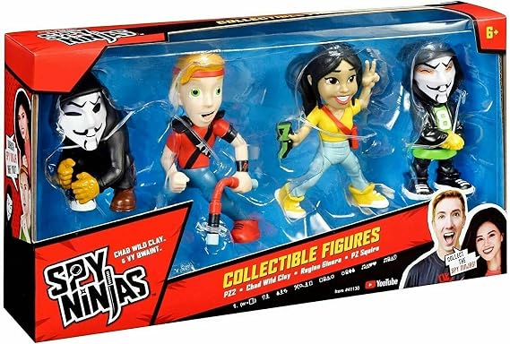 SPY NINJAS 4-FIGURE PACK for ages 6+(PZ2/CHAD/REGINA/PZ SQUIRE) (41130CO), Medium