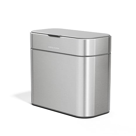 simplehuman CW1645 4L Compost Caddy, Indoor Kitchen Countertop Bin for Food Waste, Removable Inner Bucket, Soft-Seal Lid, Fingerprint-Proof Coating, Brushed Stainless Steel