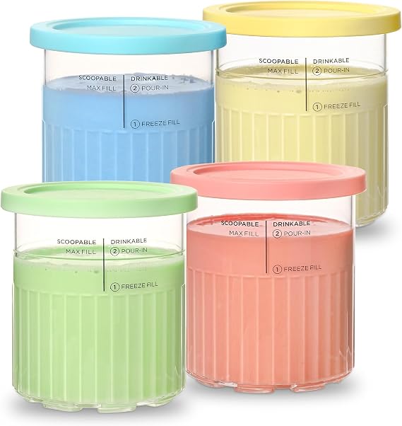 Ninja Creami Deluxe Pint Containers - Fit for CN501CO NC501 NC500, 11-in-1, 24oz XL - 4 Pack, Dishwasher Safe, BPA Free
