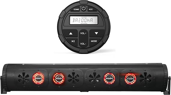 Bazooka 36 Inch G2 Bluetooth Party Bar Speaker Bundle with Wireless Dashboard Controller & LED Illumination Speaker System for Off Road, Golf Cart, Marine, and Outdoor | BPB36-G2-DBCKIT