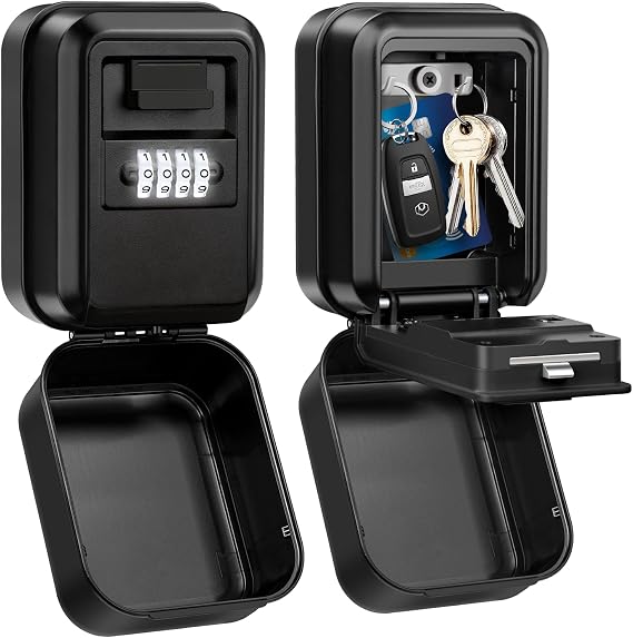 Key Lock Box, Waterproof Wall Mount Lock Box for Keys with Code