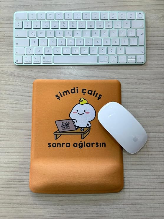 Şimdi Çalış Sonra Ağlarsın Baskılı Bilek Destekli KARE Mouse Pad (turuncu)