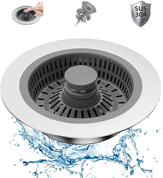 Drain Plug and Drain Strainer Kitchen Sink 3-in-1 Pop-Up Floor Drain Filter Made of Stainless Steel for Drains Ideal Protection Devices for the Kitchen Sink