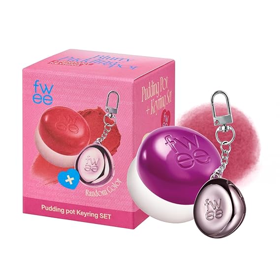 fwee Blurry Pudding Pot + Keychain SET | Airbrushed Blush & Lip, Buildable Pigment, Long-lasting, Lightweight, Easy to Blend, Natural Soft Matte Finish Makeup Baddie (Mauve Berry) | 0.17 oz
