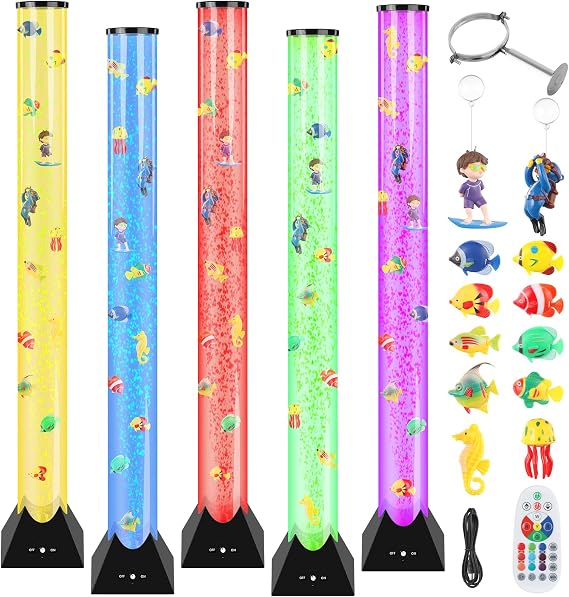 LampGreen Bubble Lamp, 4Ft Sensory Bubble Tube with 14 LED Color Changing by Remote Control, Calming Sensory Lights for Autistic Children, Bubble Tower Night Light Gift for Home, Bedroom, Office Decor
