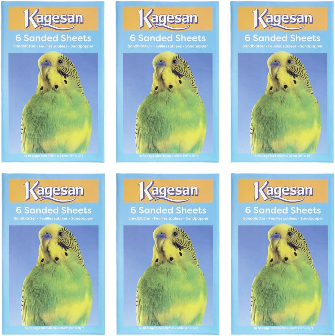 Wundapets 6 Pack Kagesan Blue Bird Cage Sand Paper Sheets 6 X 6 Pck = 36 Sheets 40 X 25cm