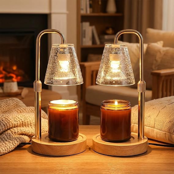 Glimra 2 Pack Candle Warmer Lamp, Timer Candle Lamp Warmer, for Jar Candles