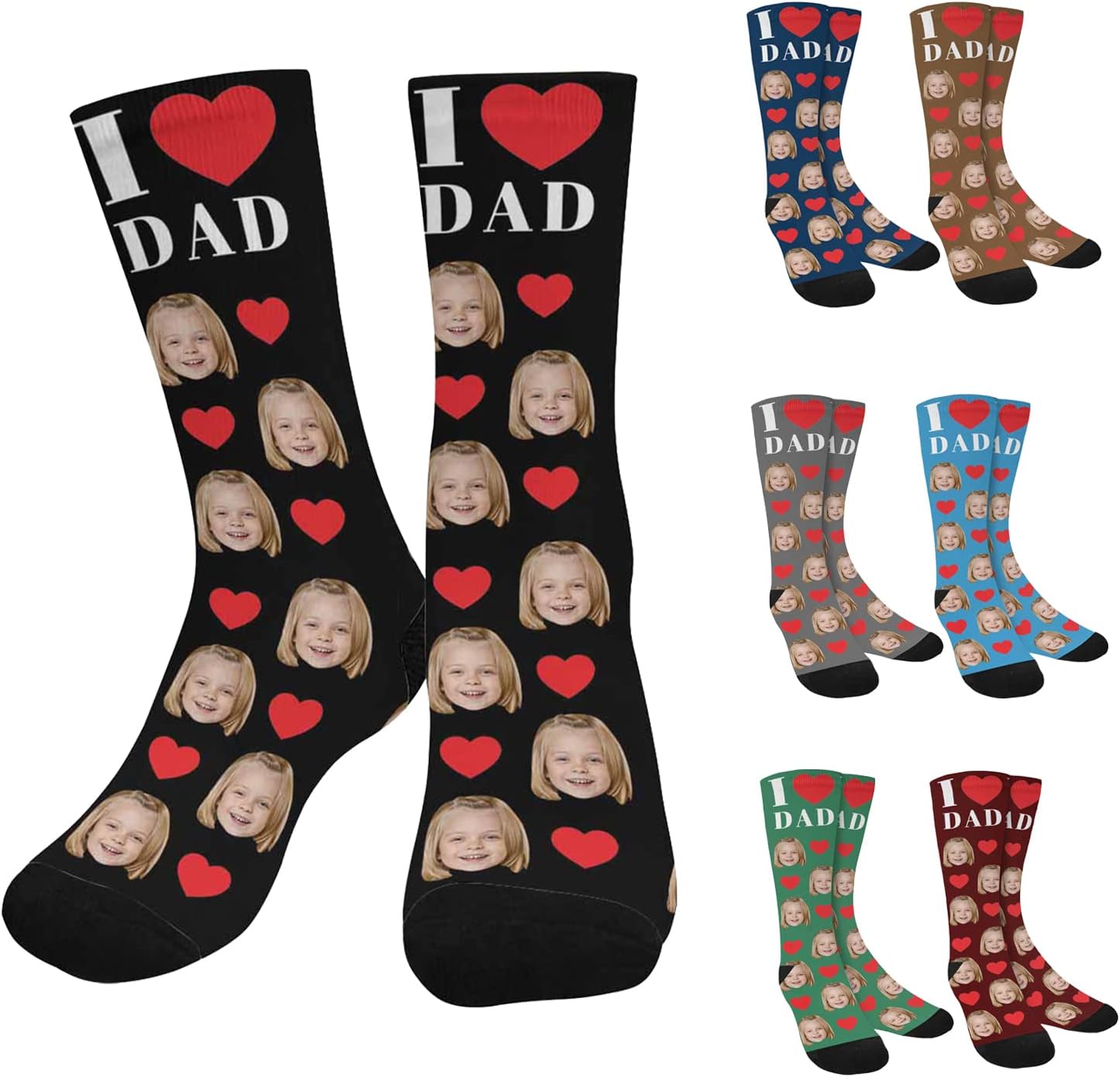Artsadd Fathers Day Socks, Custom Face Socks for Dad Grandpa, Funny Personalized Picture Papa Socks Best Dad Ever Gifts