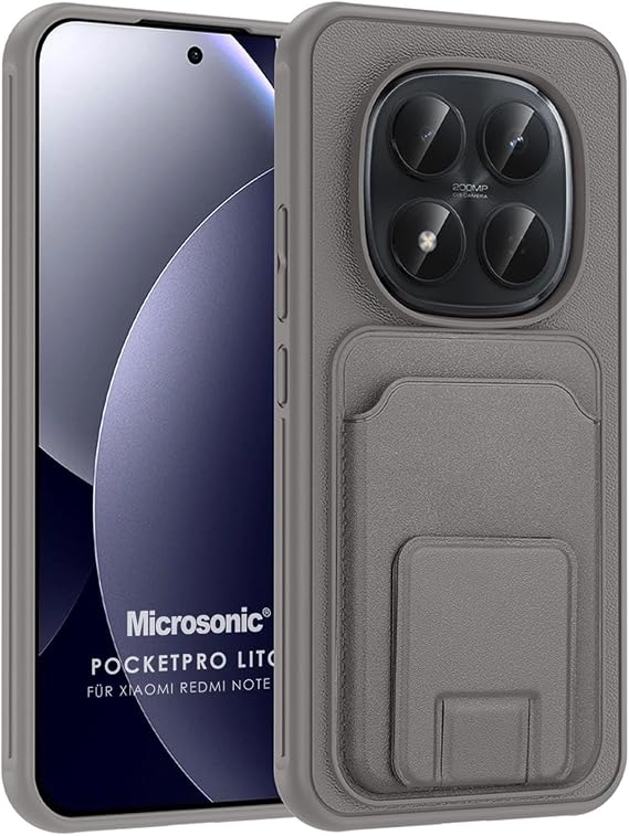 Microsonic Xiaomi Poco M8 Pro için Kılıf PocketPro Litchi Gri [Poco M8 Pro ile Uyumlu Kılıf - Gri]