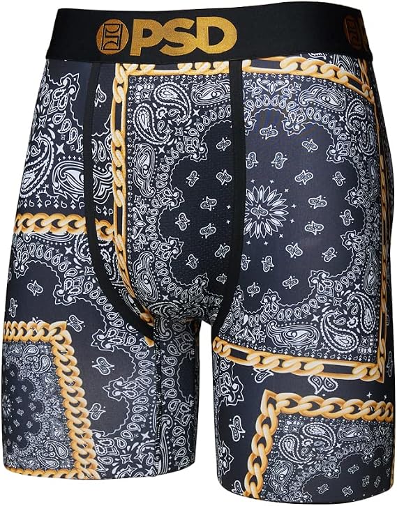 PSD Men's Rich Bandana Blk Boxer Briefs, Black, L