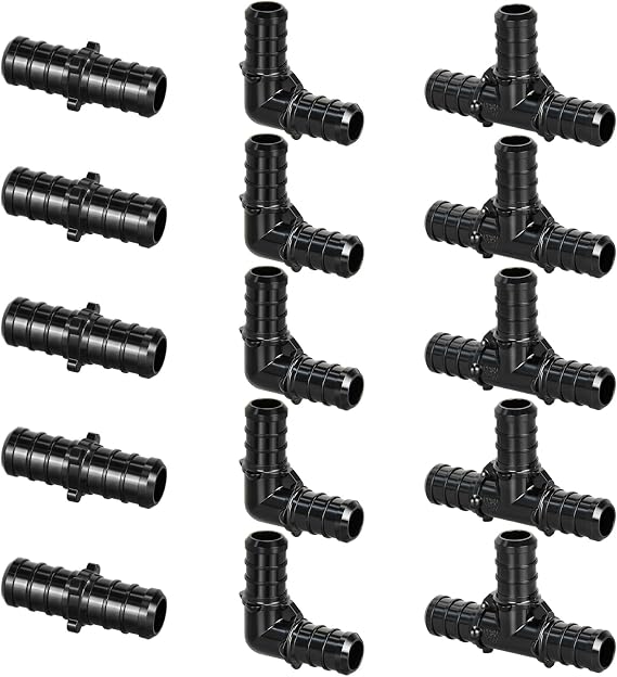 15pcs 1/2" Poly PPSU Barb Crimp PEX Fitting Combo, No Lead