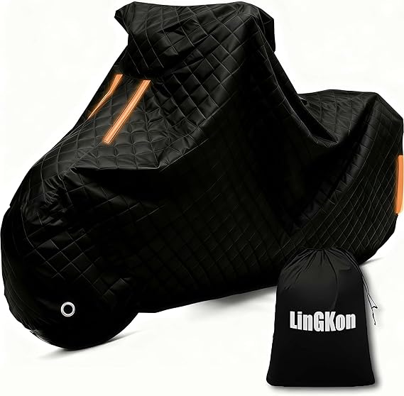 Hail Proof Waterproof Motorcycle Cover for Harley-Davidson XL1200C Sportster 1200 Custom Heavy Duty Motorbike Cover丨for Electric Bikes Mopeds & Mobility Scooters Rain Wind protection Snow-HJ65