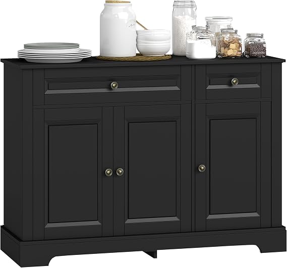 HOMCOM Sideboard Buffet Cabinet with Storage, 2 Drawers, for Kitchen, Black