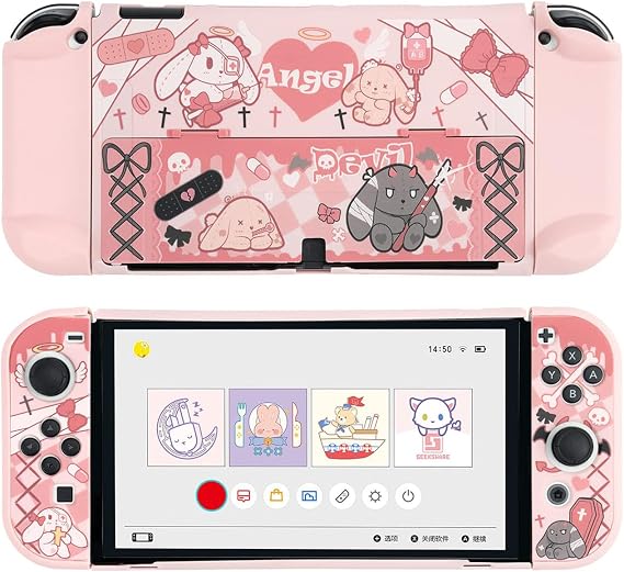 GeekShare Protective Case Slim Cover Case Compatible with Switch and JC- Shock-Absorption,Anti-Scratch - Gothic Bunny (for Switch OLED Model)