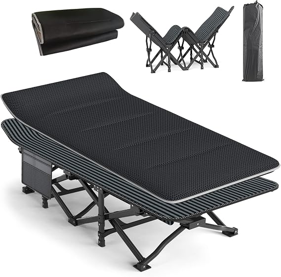 ATORPOK Camping Cot for Adults with Cushion, Tent Folding Cot for Sleeping
