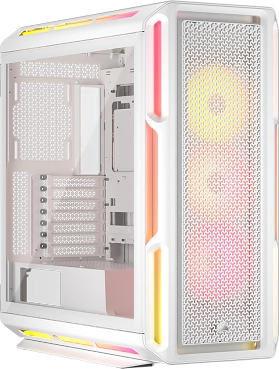 CORSAIR iCUE Link 5000T LX RGB Mid-Tower ATX PC Case 3X Pre-Installed LX120 RGB Fans, Integrated Aurora RGB Light Strips, Spacious Interior, iCUE Link System Hub Included White