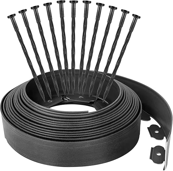 12m Garden Edging No-Dig with 40 Pegs 5cm Tall Lawn Edging Border
