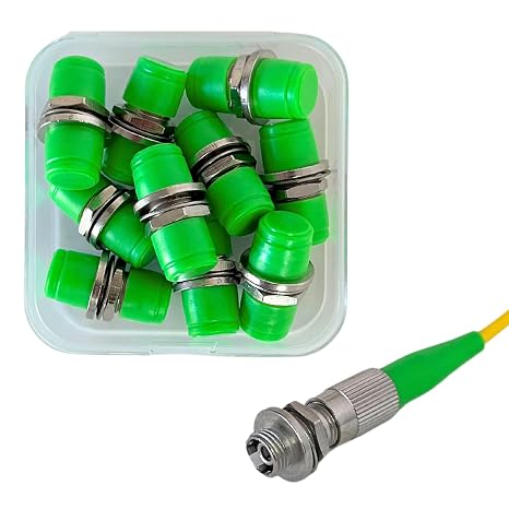 FCAPC Fiber Optic Couplers for FC/APC Fiber Connectors. 10 Pack - Snap Lock Container of FCAPC Couplers for Optical Cable Extension