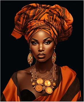veces African American Wall Art, Black And Orange Female Black Queen Poster African Black Girl Art Paintings, Black Woman Boho Wall Pictures for Bathroom Decor - 16x24in Unframed